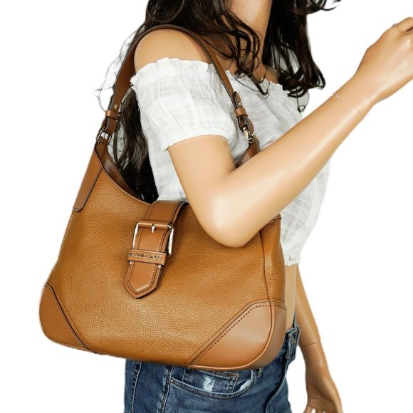 Michael Kors Lillian M Shoulder Leather Bag Brown - Picture 4 of 12